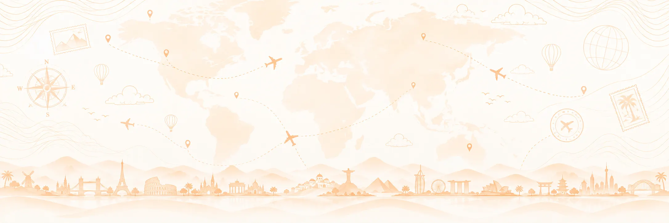 Sketch of landmarks and flight routes